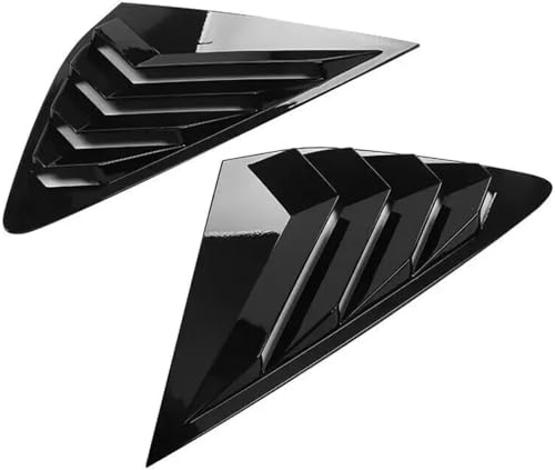 Image of KMH Rear Window Louvers Compatible with Volkswagen Virtus and Skoda Slavia || Sturdy ABS Air Vent Scoop Shades Covers, Car Accessories (Gloss Black) Set of 2 Pcs (Back Side Tape Not Included)