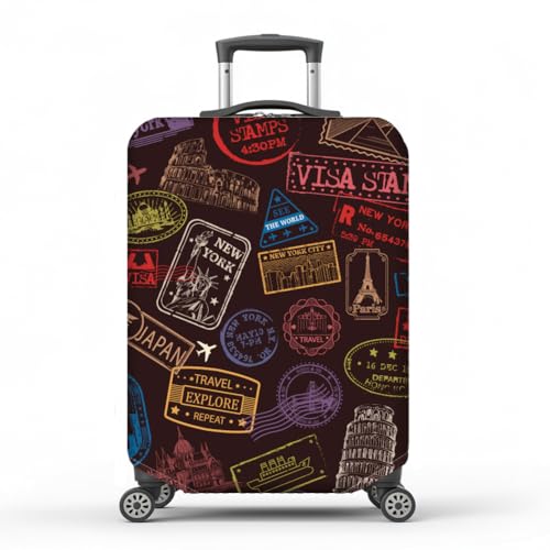 MAYJOYDIY Stamp Travel Luggage Cover Postmarks Pattern Elastic Baggage Covers Airplane Dust-Proof Suitcase Sleeve Anti-Scratch Washable Suitcase Protector S Fit 18-20inch/45cm-50cm Luggage