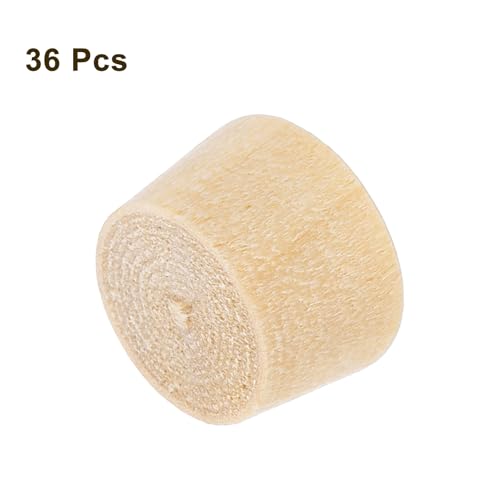 Image of uxcell 36Pcs Wood Button Plugs, 11mm /0.43 inch Flat Head Hardwood Screw Hole Plug Wooden Caps Buttons Wood Plug for Furniture Woodworking Craft Decor (12.5mm x 11mm)