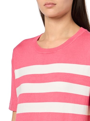 Image of Nautica Women's Crew Neck Stripe Short Sleeve Sweater