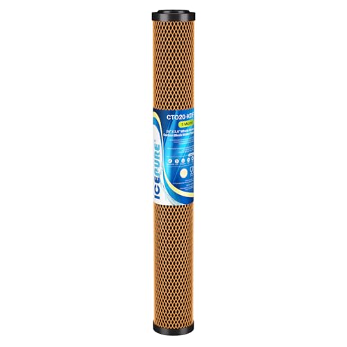 Image of ICEPURE 5 Micron 20 inch x 2.5 inch Whole House Activated Carbon and KDF Water Filter Cartridge, Heavy Metal Removal Filter Replacement for EP-20, C1-20, F3WCB32, CTO20-KDF, 1PACK
