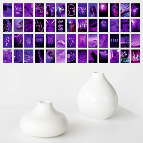 Image of SAW Purple Aesthetic Posters Pack of 54 | 4x6 Inch Aesthetic Wall Collage Posters | Trendy Artwork Prints for Wall Decor | Decorative Posters for Bedroom, Living Room, Home & Office