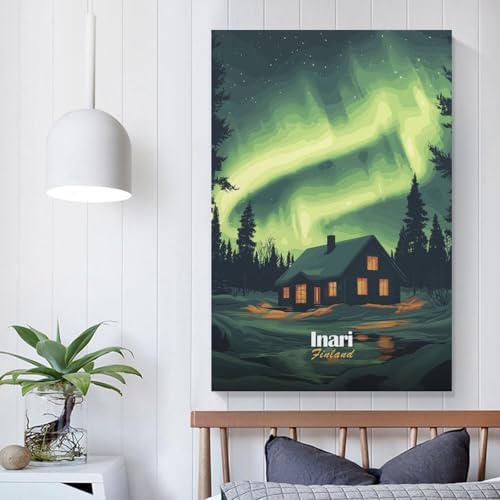Tableau sur toile aurores boréales pour chambre à l'ambiance zen