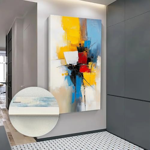 Vortex bleu et jaune grand tableau moderne pour salon