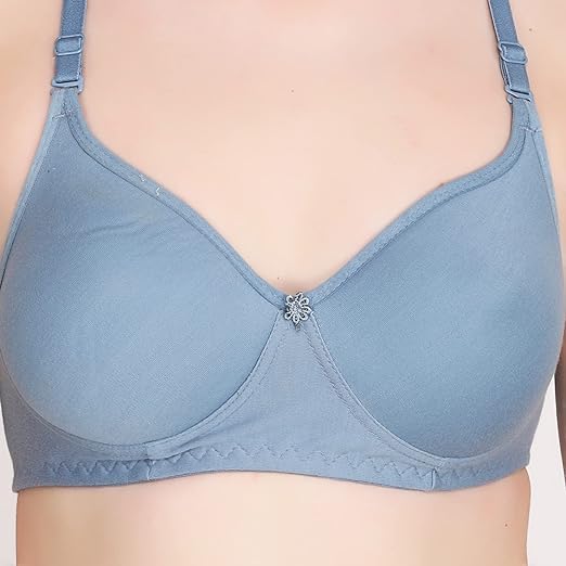 Image of Mahodara Women's Cotton Padded Full Cup Wire Free T-Shirt Elastane Lightly Bra Adjustable Shoulder Straps(Pack 3)