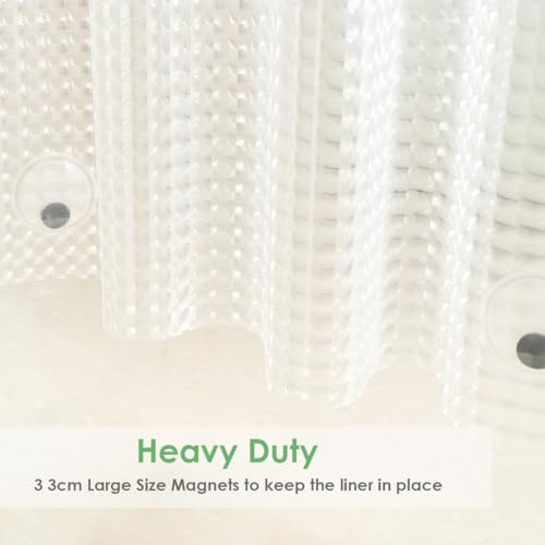 Image of Shower Curtain Liner 74 Inches Long, EVA Heavy Duty Clear Shower Liner with 3 Strong Weights, 3D Square, 72 x 74 Inch