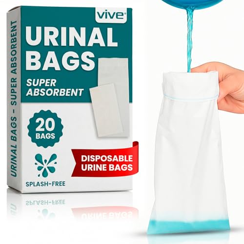 Vive Disposable Urine Bags (20 Count) - Pee Bags for Emergencies, Camping & Car Travel - Travel Urinal for Men and Women - Portable Urine Collection Bags - Leak-Proof Pee Bag - Emergency Urine Bag...