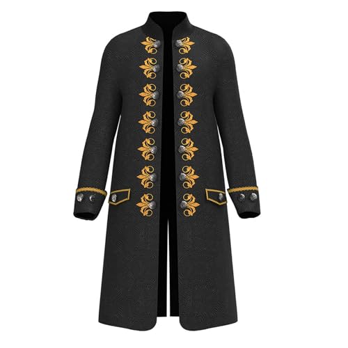 Tenue gentleman gothique médiévale veste longue homme noire XXXL