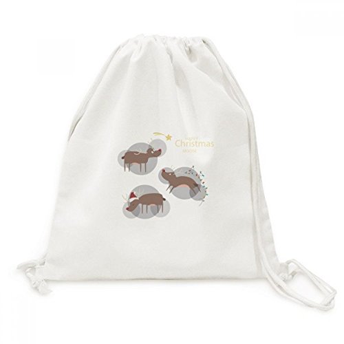 Sac cordon renne de Noël en toile pour vos voyages et shopping