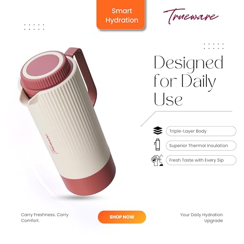 Image of Trueware Amaze ISI Certified Inner Steel Thermoware 1500 ML Hot & Cold Flask Jug, BPA Free, Leak Proof, Ideal for Tea, Coffee, Water, Hot and Cold Beverages