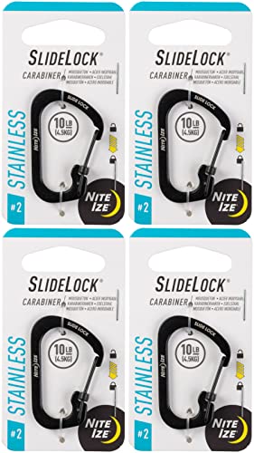 Nite Ize SlideLock 1.8 in. Dia. Stainless Steel Black Carabiner Key Holder