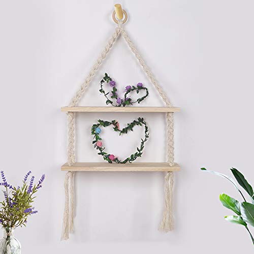 Panneau en bois tissé main double couche : étagère murale porte-pot de fleurs