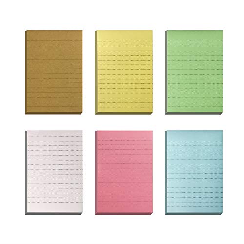 6 PCS Sticky Notes Lined 3.8 in x 5.7in 40 Sheets/Pad
