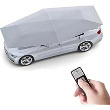 Fully Automatic Universal Car Tent Movable Carport, Folded Portable Automobile Protection Car Umbrella Canopy, for Most Models, Lightweight and Easy to Carry,Silver-4.2m