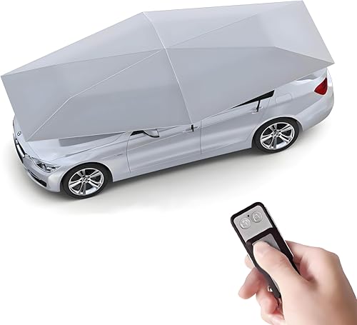 GAYAYAS Cochera automática, cochera Plegable portátil, cochera móvil para Tienda de campaña, con Control Remoto, para Tienda de campaña al Aire Libre, Control Remoto automático,Silver-4.2m