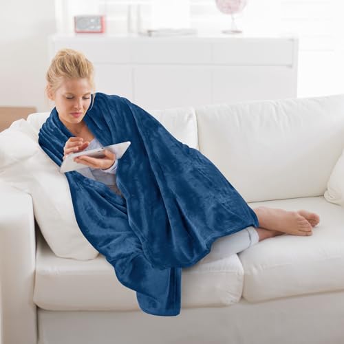 Image of Utopia Bedding Fleece Blanket Throw Size Royal Blue 300GSM Luxury Anti-Static Fuzzy Soft Microfiber Blanket for Couch, Sofa and Bed (50x60 Inch)