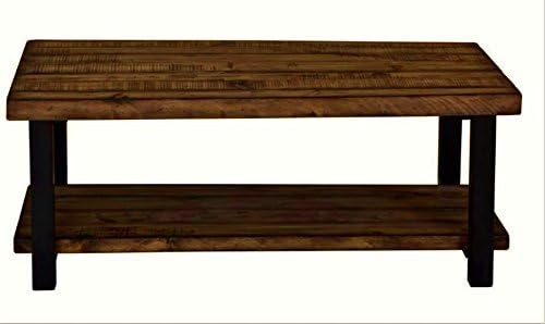 Scott Living Summerland Planked Top Coffee Table Rustic Brown and Black