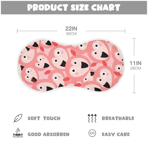 Cartoon Cute Animal Pink Cotton Burp Cloths Baby Good Absorbent Baby Burp Rags for Set of 2, 22x11in4