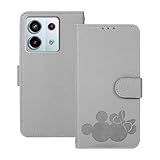 Qribo【Xiaomi Redmi Note13 Pro 5G / Poco X6 5G 通用手帳ケース】Redmi Note 13 Pro 5G ケース 手帳型 Poco X6 5G ケース 優しさ 美しい 漫画のキャラクター ハンドメイド 簡約風 レッドミーnote 13 Pro ケース ポコ X6 5G ケース 精密なデザイン 携帯カバー スタンド機能 薄型 財 折り畳み式 グレー