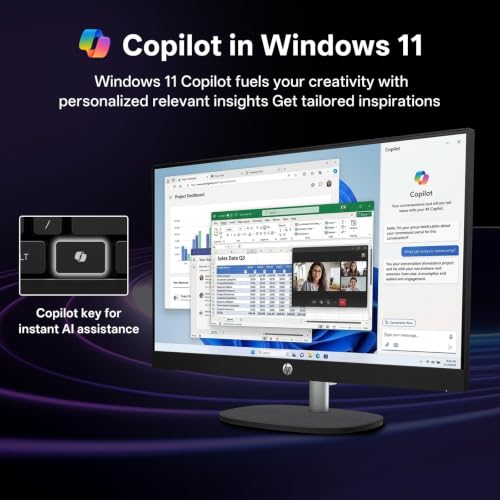 Image of HP 27 inch FHD Touchscreen Ultra 7 255U All-in-One Desktop, 16GB DDR5 512GB SSD | Wired Keyboard & Mouse, Wi-Fi 6, Copilot AI PC, Pop-up Privacy Camera, Windows 11 Pro, Bundle with 64GB Flash Drive
