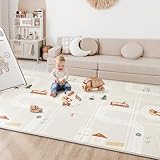 BG-BABYGO Baby Play Mat 50'*78' Foldable Foam Baby Play Mat for Floor Reversible Waterproof Playmats for Babies Boy and Toddlers Infants Edge Reinforcement Crawling Mat for Indoor&Outdoor&Travel