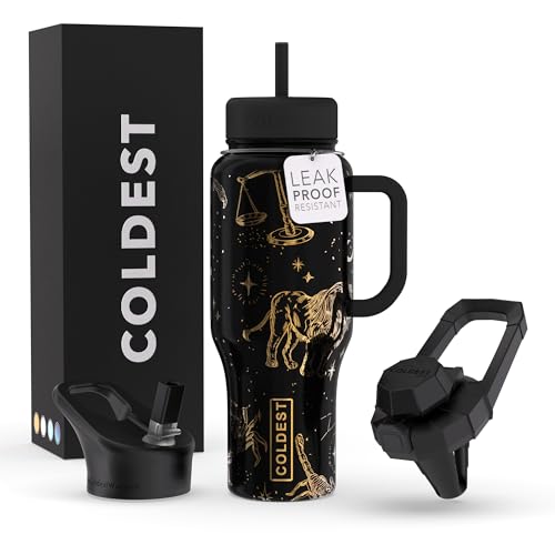 Coldest Tumbler with Handle and Straw, 100% Leak Proof Insulated Tumbler with Lid and Straw (3 Lids), Stainless Steel Tumblers for Women & Men, Cup Holder Friendly, 36 oz (Across Universe)