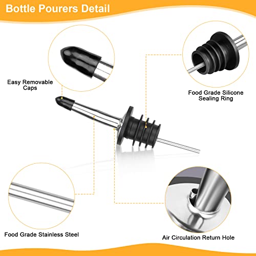 4 Pcs Juice Pour Bottles & 10 Pcs Pourers, Bar Supplies Liquor And Juice Pouring Bottles And Containers Plastic Juice Pour Bottles Stainless Steel Liquor Bottles Pourers For Home Kitchen Party Bar #TOP6