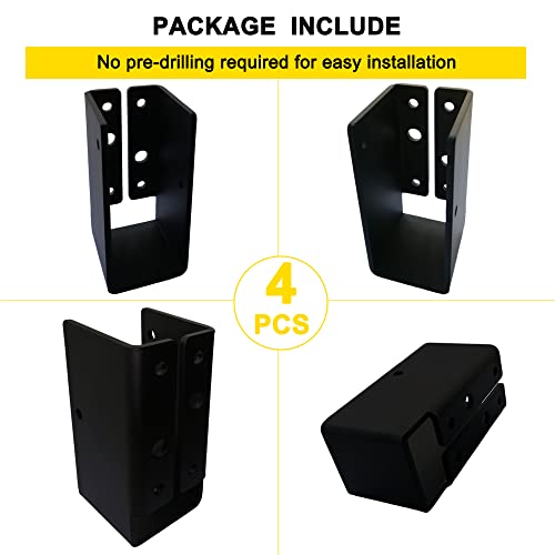 2X4 Concealed Joist Hanger (Actual Size 1.5X3.5")Outdoor Concealed-Flange Light Joist Brackets, Concealed Face Mount Joist Hanger Fit Standard 2X4 Beam Wood Fence,Powder-Coated(4 Pcs) #TOP6