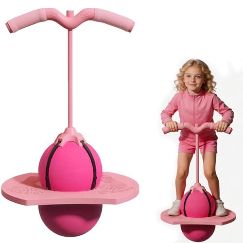 Ayucanpeng Ballon Sauteur,Ballon Sautoir Équilibre Enfant,2026 Ballon Sauteur Pogo avec Poignée,Sûr et Amusant pour Intérieur et Extérieur,Sport & Fitness (Rose)