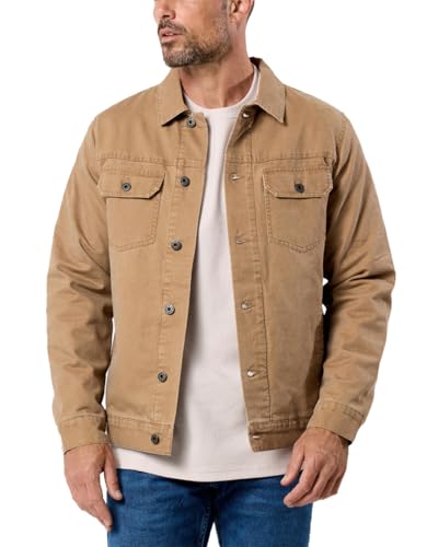 Image of INTO THE AM Trucker Jackets for Men Flannel Lined Canvas Workwear S-4XL