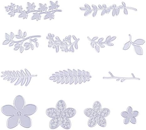 12 Pieces Leaf Cutting Dies, Flower Leaves Metal Die Embossing Stencil for DIY Paper Card Making Decorations (A)