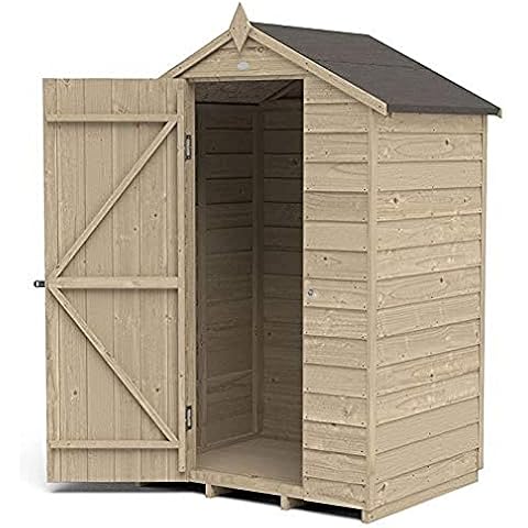 Forest Garden Overlap Pressure Treated 4 x 3 Apex Shed, No Window Cover