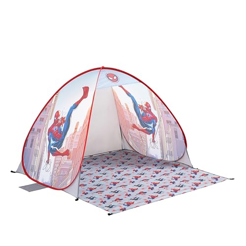 Marvel Spiderman Canopy Pop Up Tent for Kids Outdoor Portable Play Tent with UV Sun Shade Easy Setup Beach & Backyard Shelter Includes Carry Bag Lightweight Kids Outdoor Playhouse & Shade Canopy