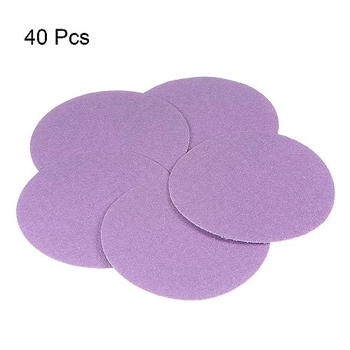 uxcell 40pcs 150 Grit Purple Sanding Discs 3 Inch Hook and Loop Aluminum Oxide Orbital Sanding Pads Paper Wet Dry Polish for Metal Woodworking Drywall - Image 3