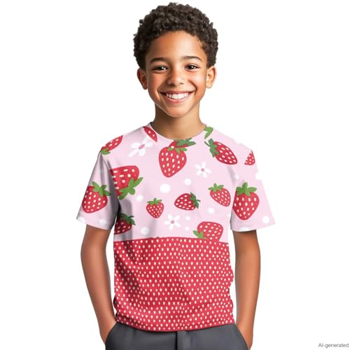 Image of WELLFLYHOM Kids Tshirts Girls Boys Short Sleeve Crewneck Tees Shirts Casual Sport Pullover Tops Size 3-16 Years