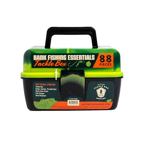 Catch Co Mystery Tackle Box Bank Fishing Essentials - 88 Pieces - Small Tackle Box - Green