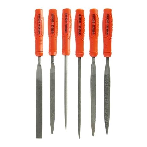 Juego de 6 limas de metal Black+Decker con mango antideslizante Cover