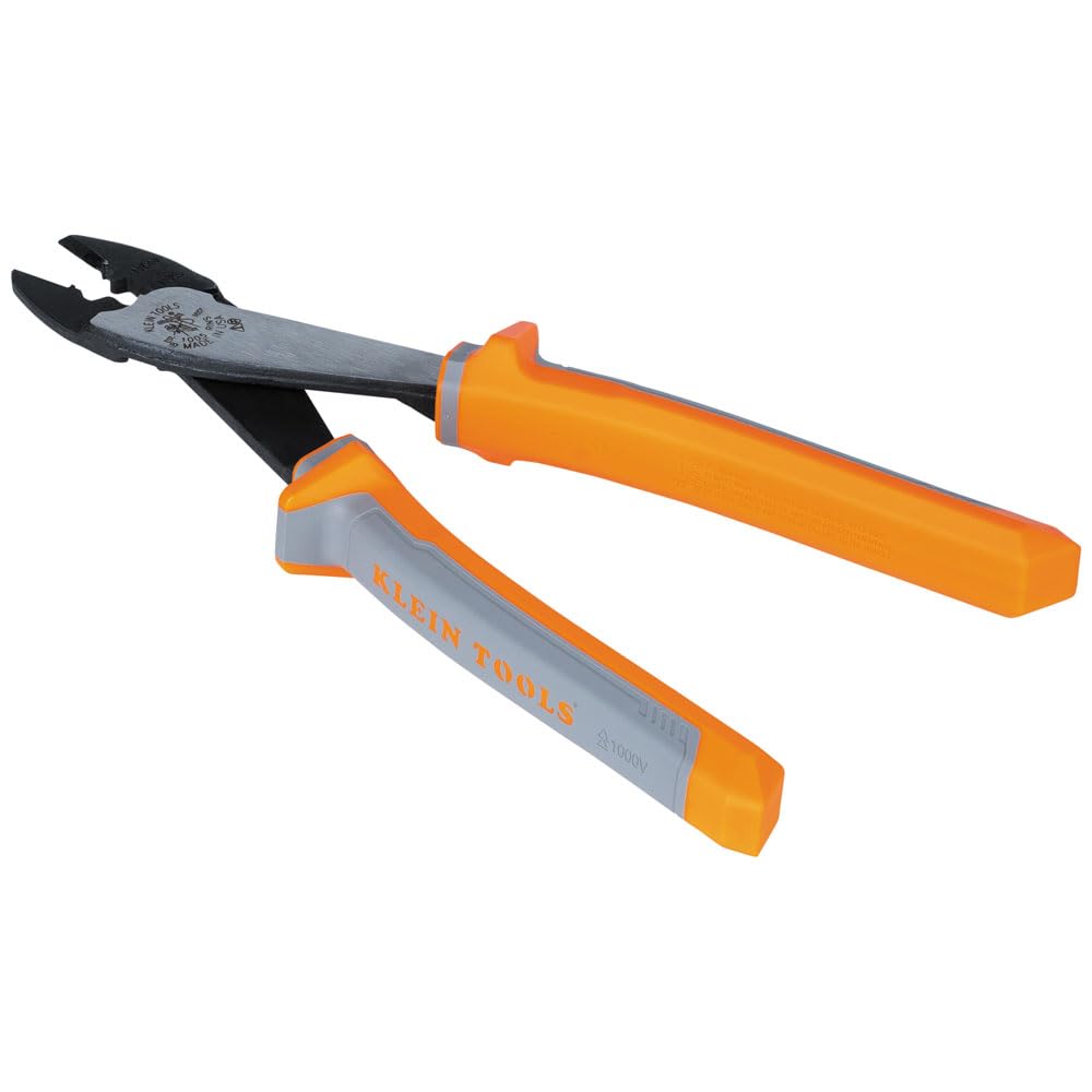 Klein Tools Pinza isolata 1005RINS, prodotta negli Stati Uniti, strumento di taglio/crimpatura per cavi e connettori isolati e non isolati da 10 a 22 AWG, 1000 V nominale