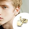 COYUN 2 paires etit Doigt Moyen Boucles d'oreilles Homme Femme - Clous d'oreille - Boucles d'oreilles en Acier Inoxydable Doigt Moyen Stretch Argent Or Punk Biker Femme Homme - Rock Punk Hippie #2