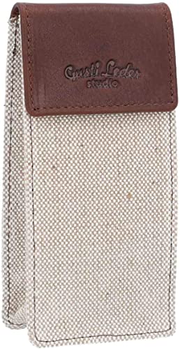 Gusti Cuir Studio - Etui à Cigarette électronique Baranabas Blague à Tabac Vintage bi-matière Canvas et Cuir de Vachette Marron foncé 2T23-33-10