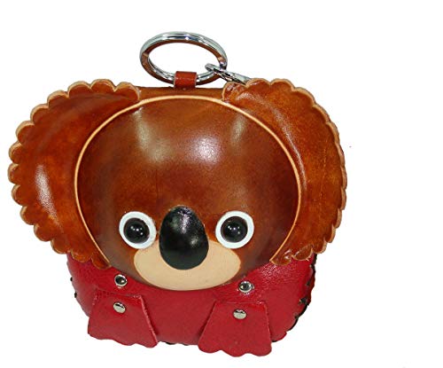 Leather Wristlet Purse, A Girl Koala Bear Face On The Cover, Zipper Closure. Brown #TOP7