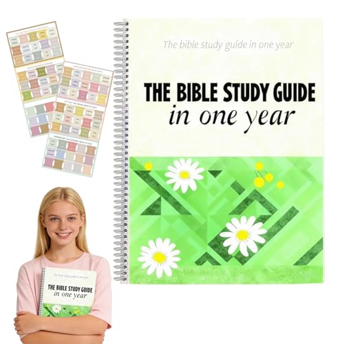 LilyBeauty The Bible in a Year: 52-Week Guided Journal with Laminated Tabs | Spiral-Bound A4 Study Planner for Women Beginners & Small Groups | Includes Note-Taking Space & Reading Plan