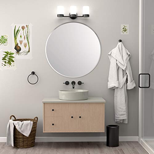 Image of Gatco 1807 Bathroom Wall Mirror, 35 inch Modern Mirror for Living Room, Vanity, Slim Design Beveled Frameless Large Round - Easy Mount Safety Bracket
