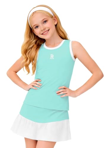 Image of Remimi Girls Tennis Dress Cute Outfit Sleeveless Workout Tank Top and Sport Skirt Set 4-12 Years