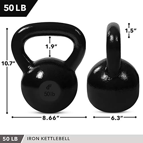 Kettlebell Weights Cast Iron By Day 1 Fitness – 50 Pounds - Ballistic Exercise, Core Strength, Functional Fitness, And Weight Training Set - Free Weight, Equipment, Accessories #TOP1