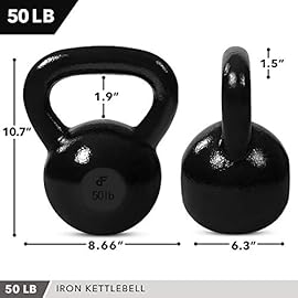 Day 1 Fitness Kettlebell Weights Cast Iron – 11 Sizes Options, 5lbs-60lbs – Ballistic Exercise, Core Strength…