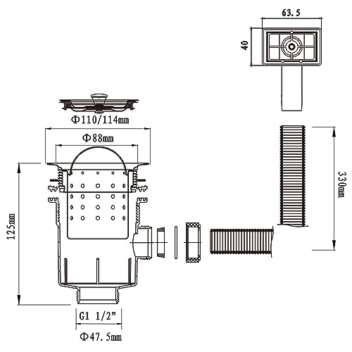 Kit colador para desagüe de acero inoxidable para fregadero miniatura 5