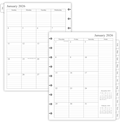 newestor 2026 Planner Refills for Happy Planner Classic Size, Monthly Pages, Jan 2026 - Dec 2026, 9-Disc Punched, 7' x 9-1/4'