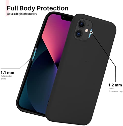 Image of VONZEE Microfiber Candy Case Compatible for iPhone 11 6.1 inch, Shockproof Slim Back Cover Liquid Silicone Case (Black)