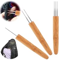 Dreadlocks Nadel 3 Stück Dreadlocks Zubehör Haar Häkelnadel 0,5 mm Dreadlock Häkelnadel Set mit Bambusgriffen Bambus Dreadlocks Nadel Weben Häkeln Dreadlocks Häkelnadel Werkzeug für Dreadlocks Zöpfe